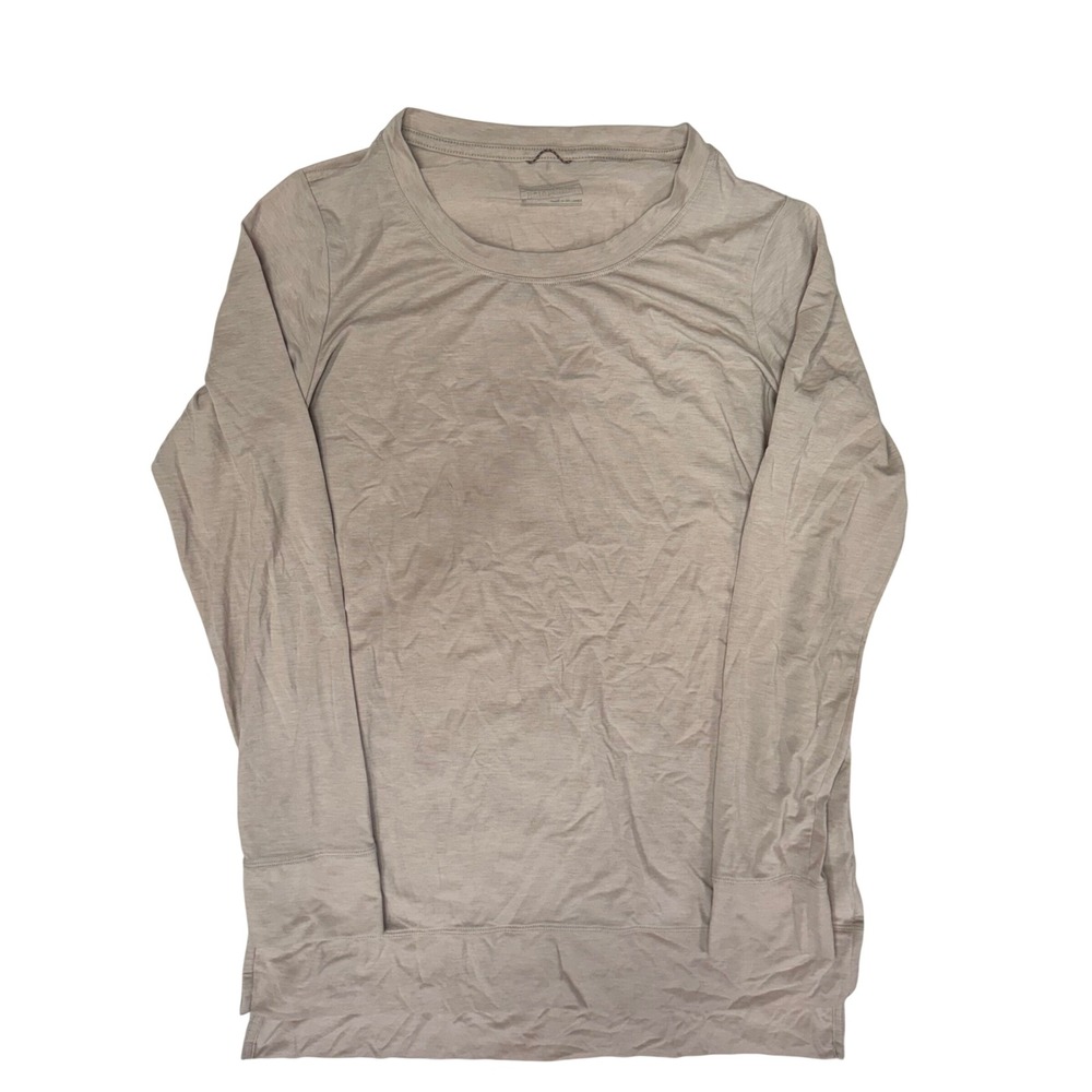 Patagonia Glorya Side Slit Long Sleeve Top Tan Beige Small
